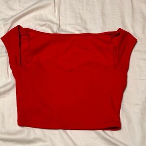 little red crop top with cap sleeves